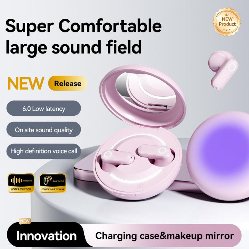 Makeup Mirror Bluetooth Earbuds | Large Sound Field Comfort Wireless Headphones