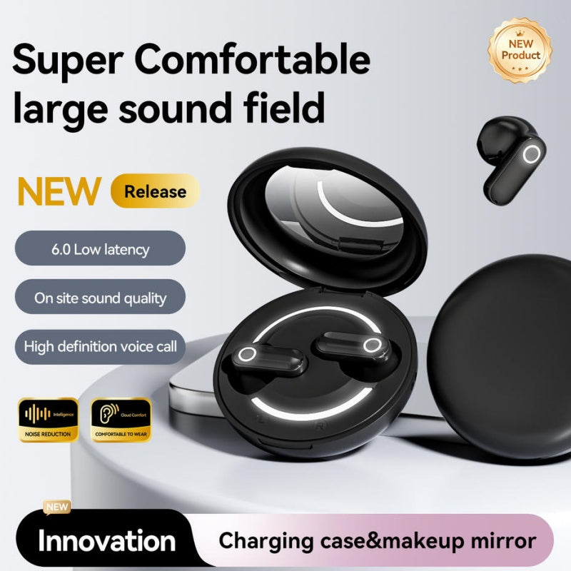 Makeup Mirror Bluetooth Earbuds | Large Sound Field Comfort Wireless Headphones