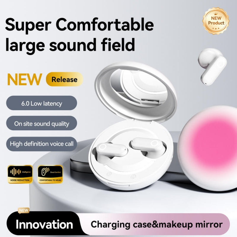 Makeup Mirror Bluetooth Earbuds | Large Sound Field Comfort Wireless Headphones