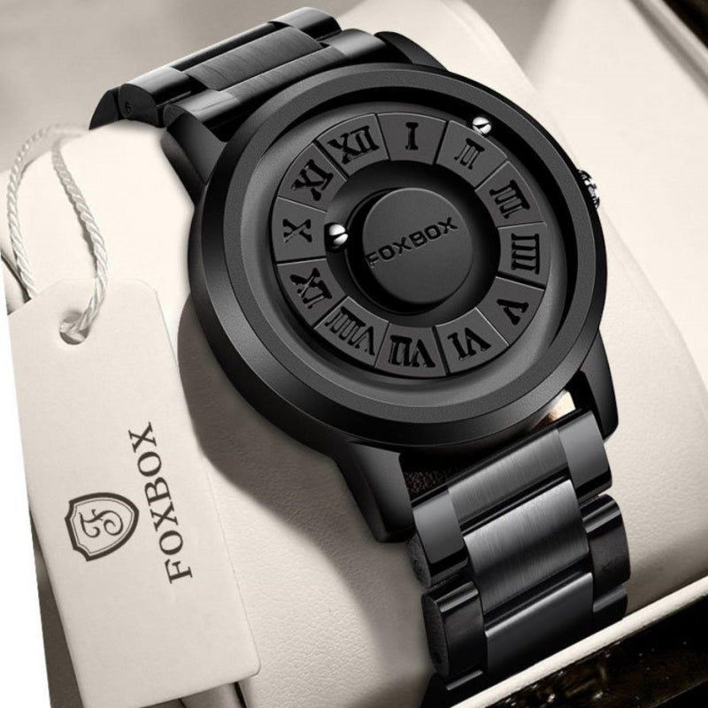 Fashion Scrolling Dial Leather Steel Band Mens Minimalist Watch