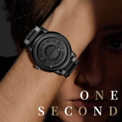 Fashion Scrolling Dial Leather Steel Band Mens Minimalist Watch