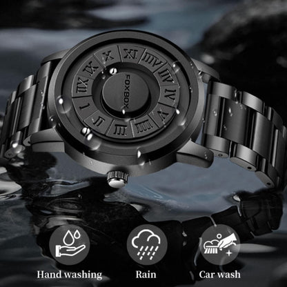 Fashion Scrolling Dial Leather Steel Band Mens Minimalist Watch
