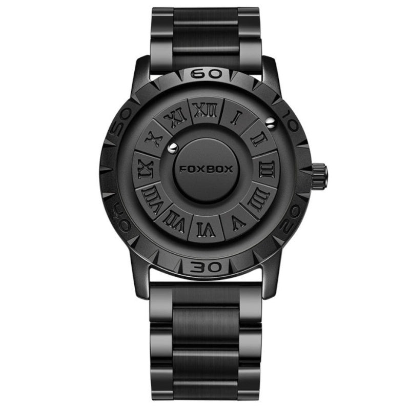Fashion Scrolling Dial Leather Steel Band Mens Minimalist Watch