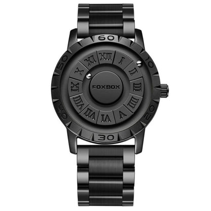 Fashion Scrolling Dial Leather Steel Band Mens Minimalist Watch