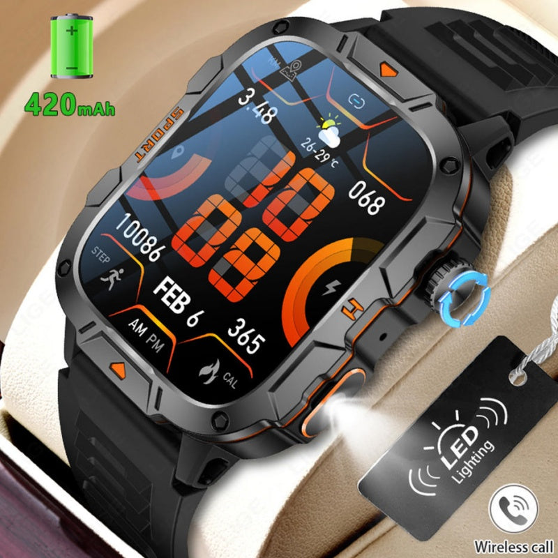 Square Military Smart Watch With Wireless Call & Emergency SOS Function