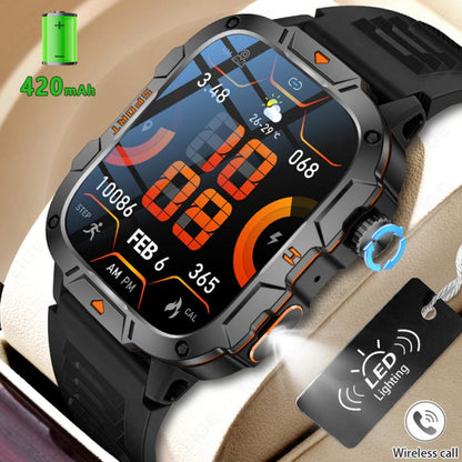 Square Military Smart Watch With Wireless Call & Emergency SOS Function