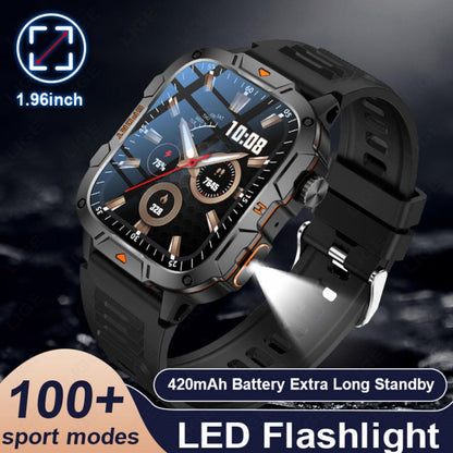 Square Military Smart Watch With Wireless Call & Emergency SOS Function