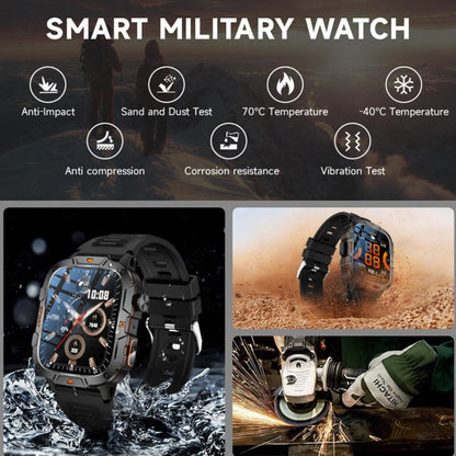 Square Military Smart Watch With Wireless Call & Emergency SOS Function