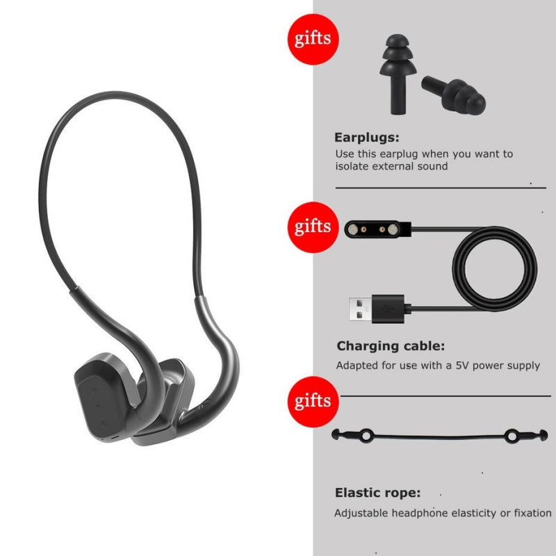 IPX8 Waterproof Swimming bone conduction headphon with 32G