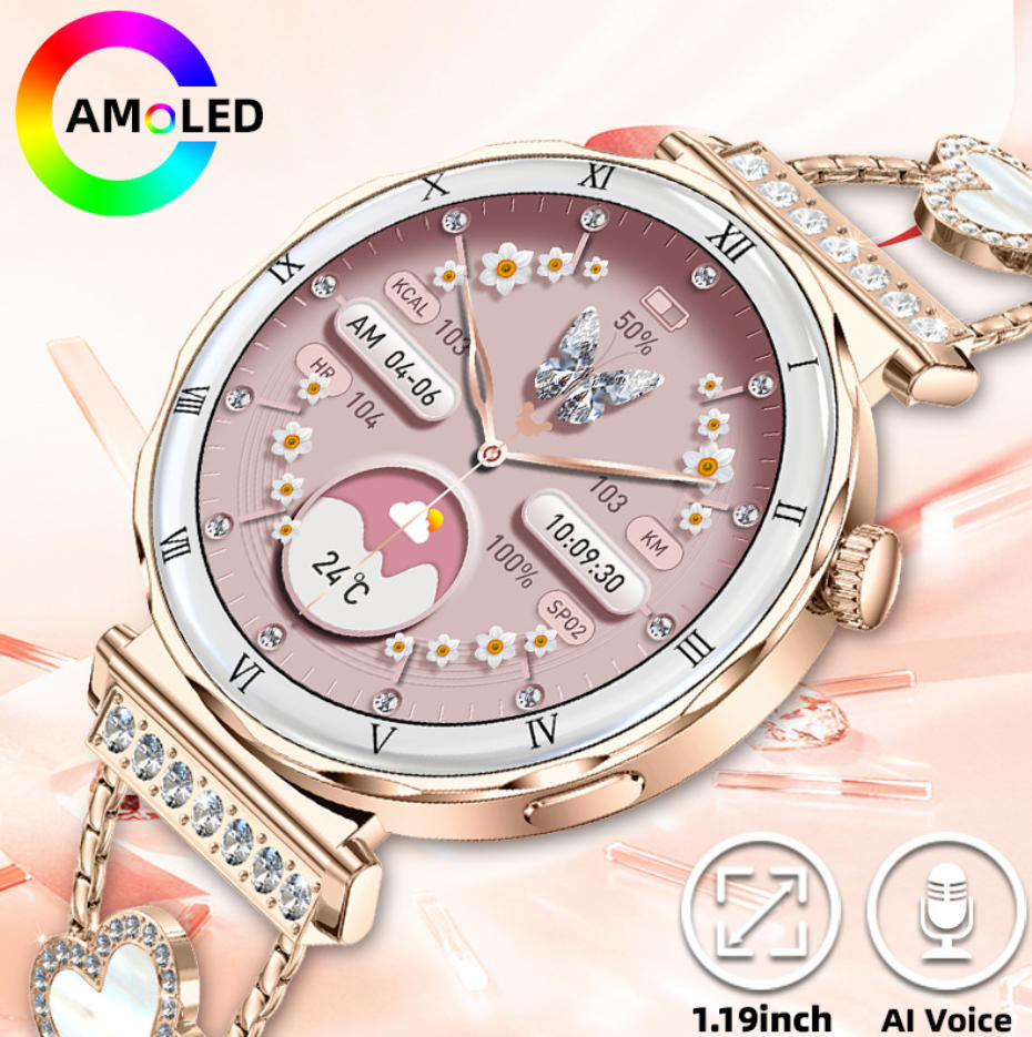 Women Smart Watch, Luxury Diamond Bluetooth Call Smartwatch for Ladies