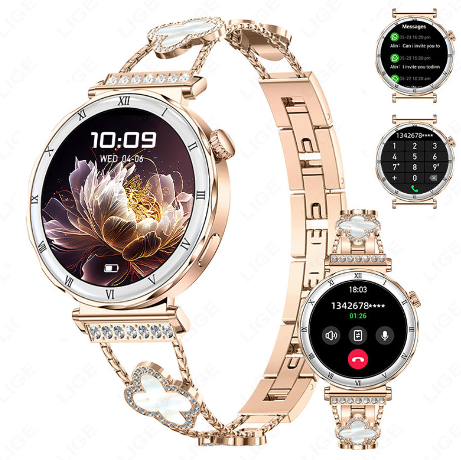 Women Smart Watch, Luxury Diamond Bluetooth Call Smartwatch for Ladies