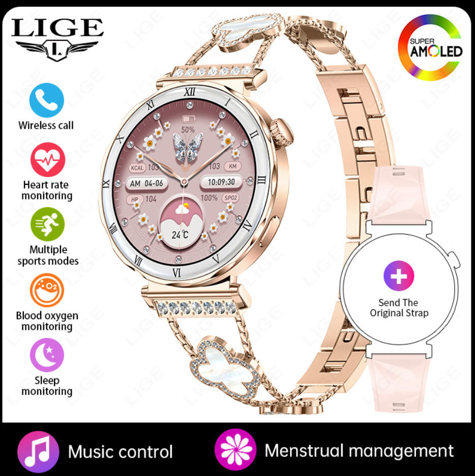 Women Smart Watch, Luxury Diamond Bluetooth Call Smartwatch for Ladies