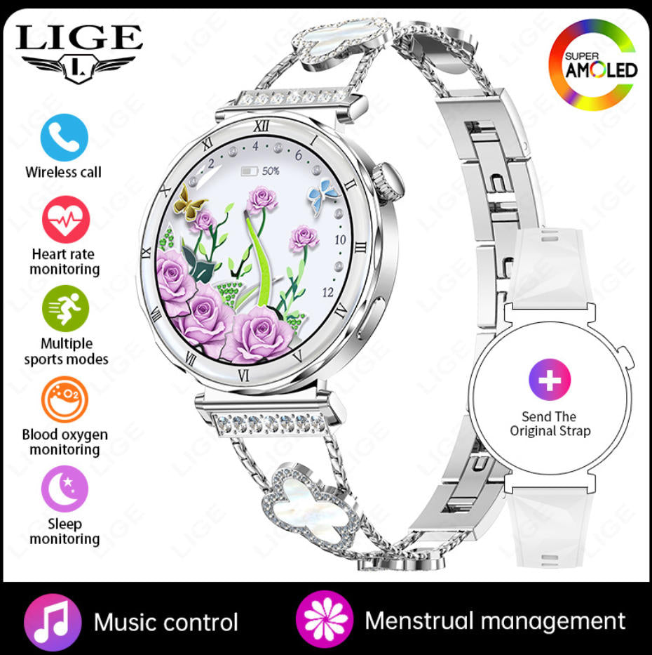 Women Smart Watch, Luxury Diamond Bluetooth Call Smartwatch for Ladies