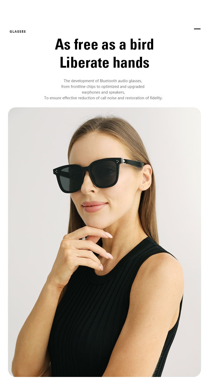 Smart Bluetooth Audio Sunglasses Square Polarized UV Protection Shades