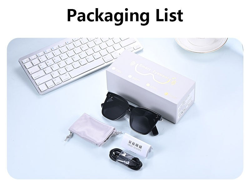 Smart Bluetooth Audio Sunglasses Square Polarized UV Protection Shades