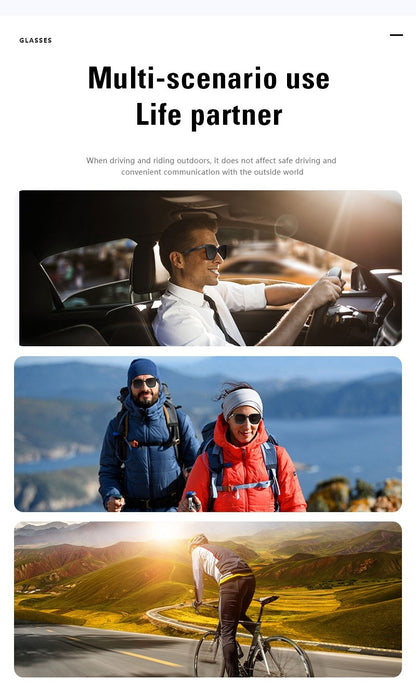 Smart Bluetooth Audio Sunglasses Square Polarized UV Protection Shades