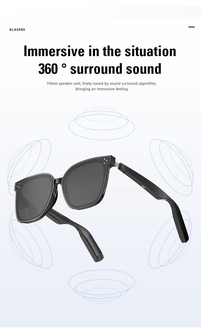 Smart Bluetooth Audio Sunglasses Square Polarized UV Protection Shades