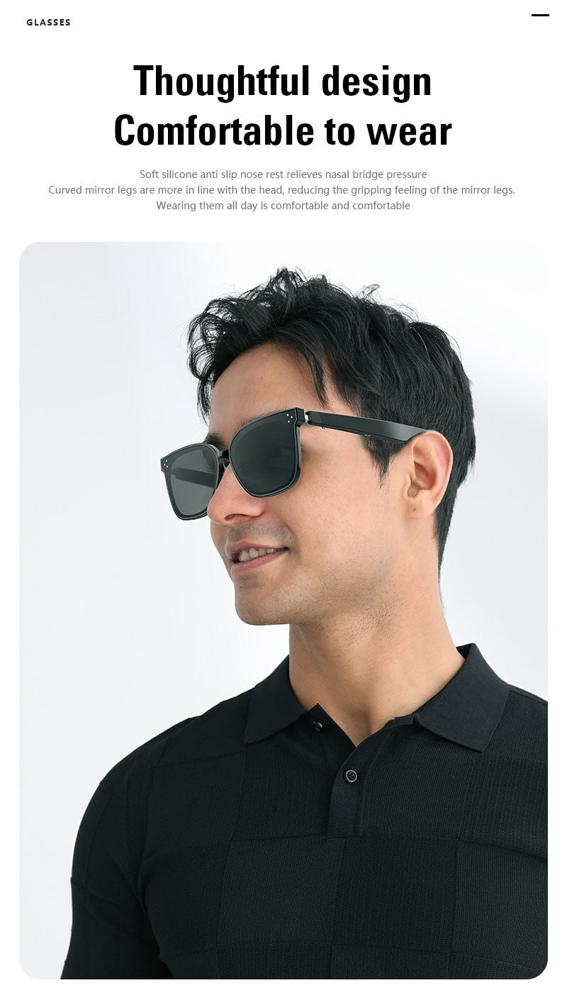 Smart Bluetooth Audio Sunglasses Square Polarized UV Protection Shades