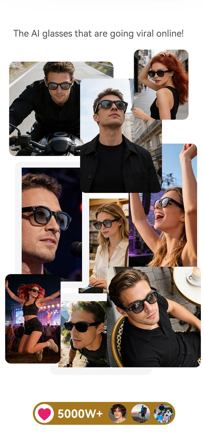 AI3 Smart Sunglasses with Built-in Camera & AI Assistant