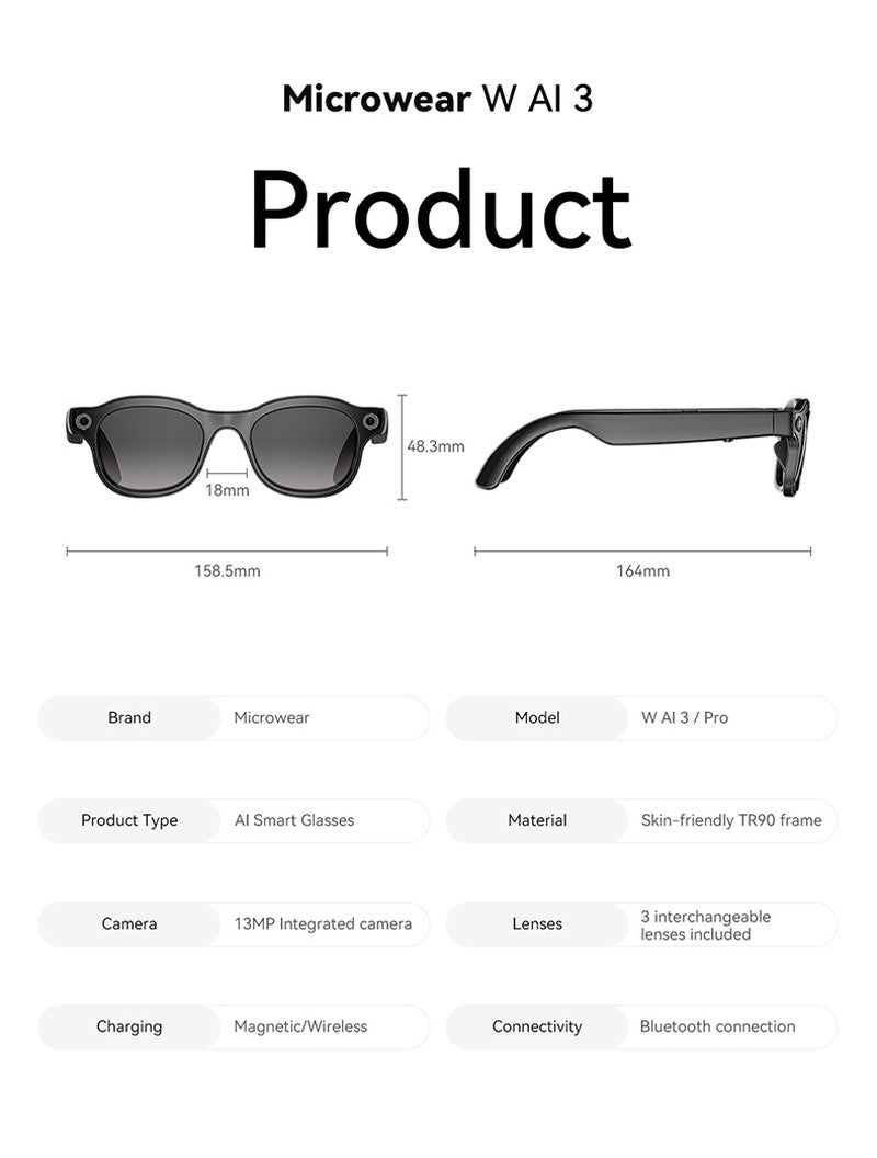 AI3 Smart Sunglasses with Built-in Camera & AI Assistant