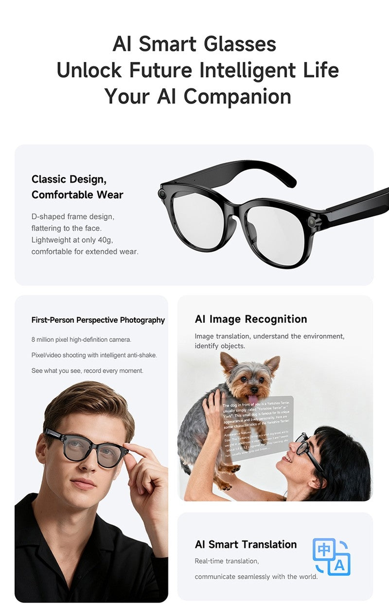 M89S Smart Glasses with 3 Interchangeable Lens Styles