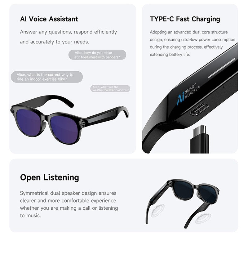 M89S Smart Glasses with 3 Interchangeable Lens Styles