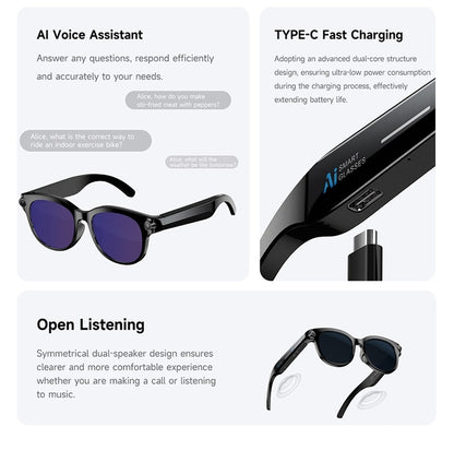 M89S Smart Glasses with 3 Interchangeable Lens Styles