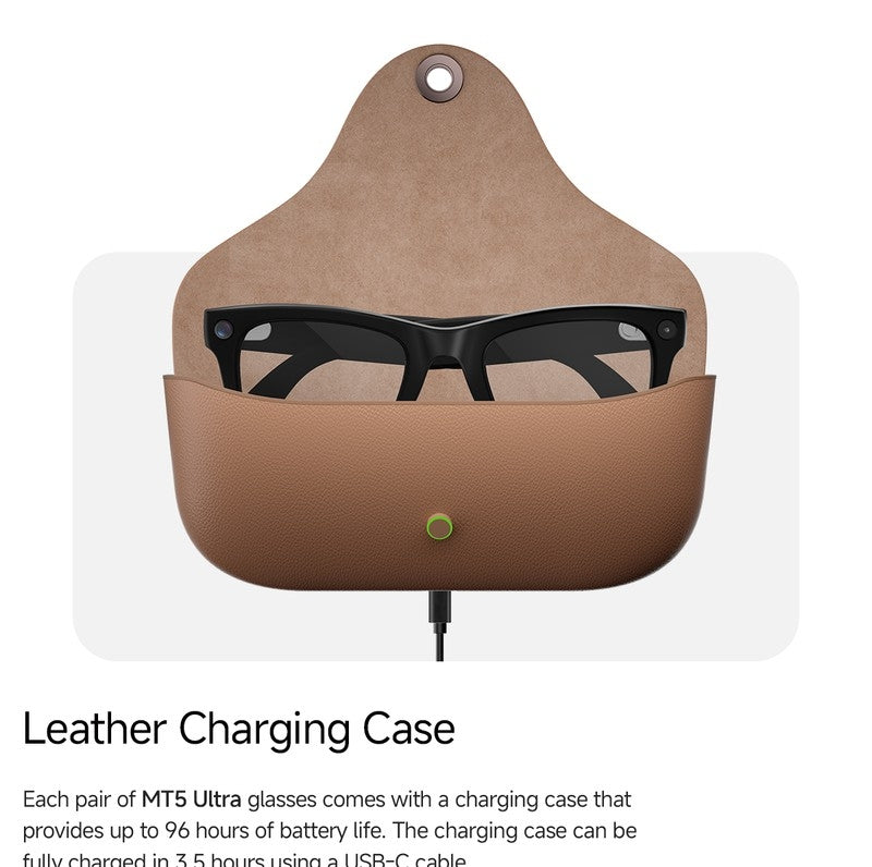 MT5 Upgraded Battery Pack for AI Smart Glasses, Matching Portable Charging Case Eliminates Low-Power Anxiety for Outdoor Trips