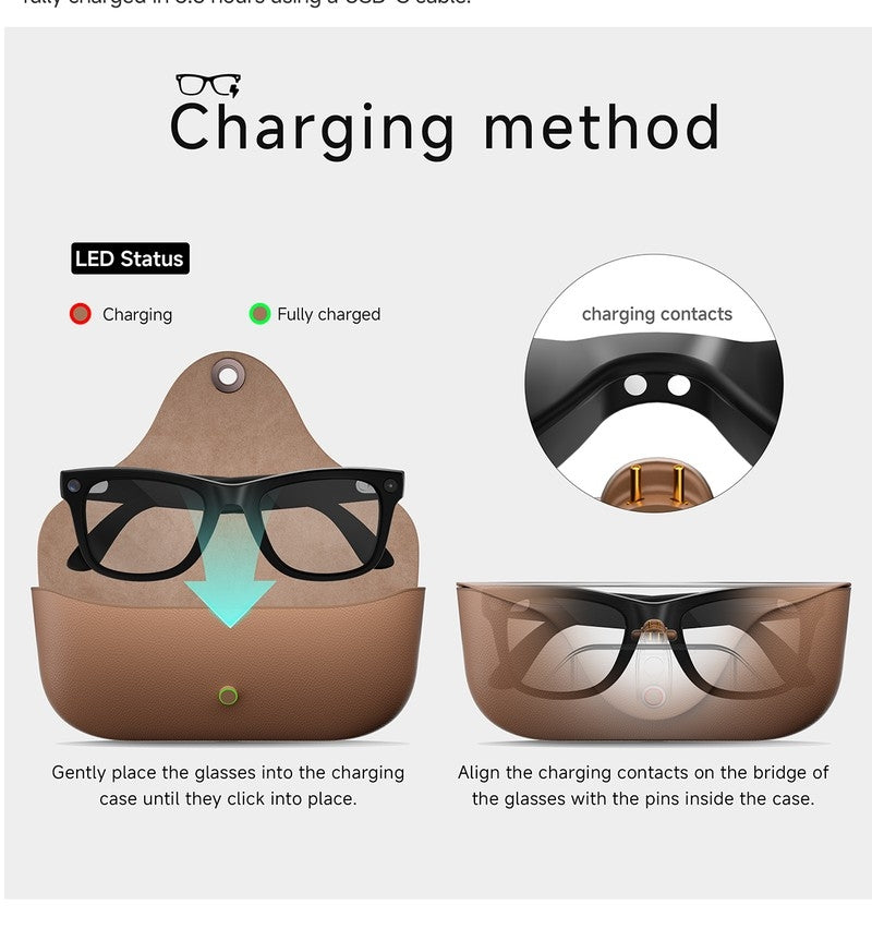 MT5 Upgraded Battery Pack for AI Smart Glasses, Matching Portable Charging Case Eliminates Low-Power Anxiety for Outdoor Trips