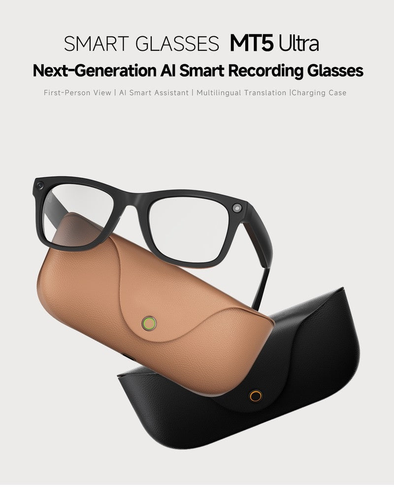MT5 Upgraded Battery Pack for AI Smart Glasses, Matching Portable Charging Case Eliminates Low-Power Anxiety for Outdoor Trips