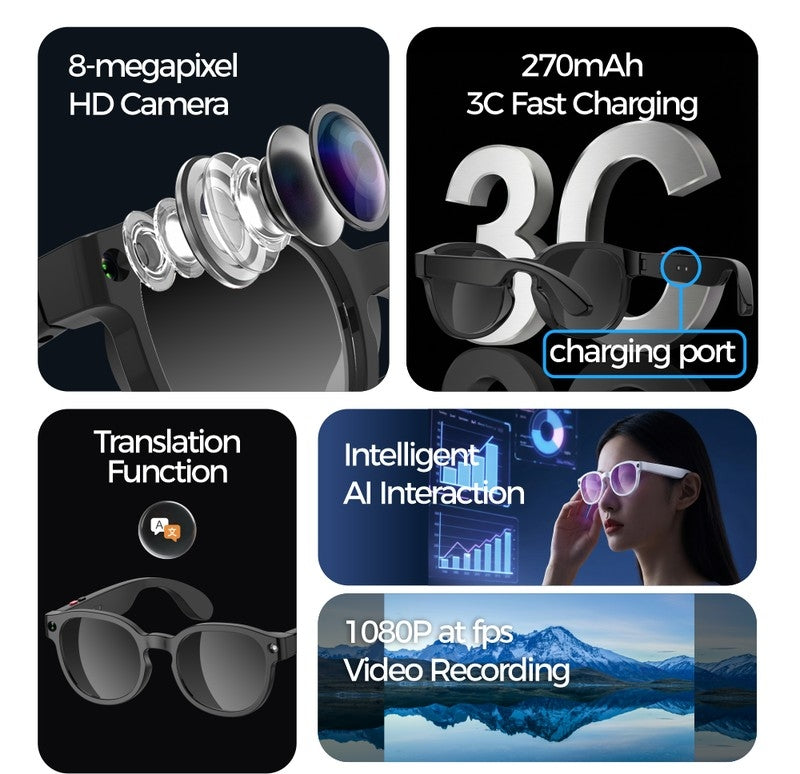 S1 Smart AI Shooting Glasses – Full Function Button Layout & Exact Dimension Spec Sheet