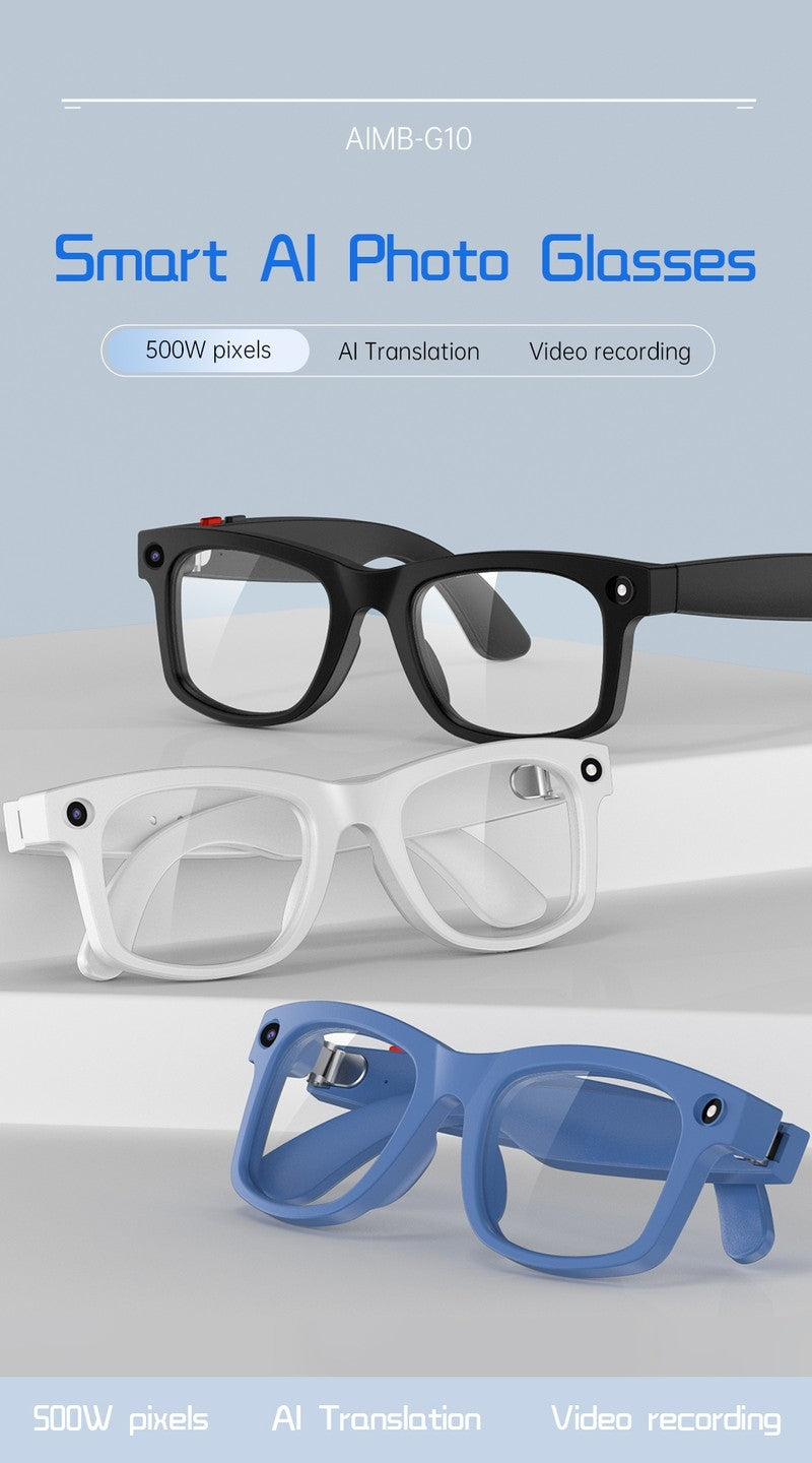 S2 Classic Square Smart Shooting Sunglasses, Hands-Free Video Record Bluetooth Audio AI Glasses