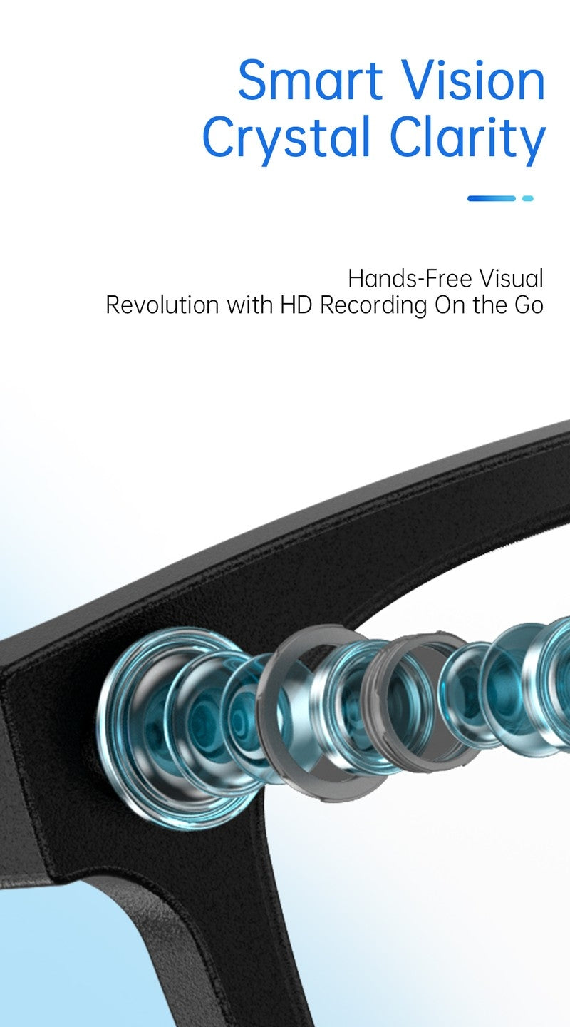 S2 Classic Square Smart Shooting Sunglasses, Hands-Free Video Record Bluetooth Audio AI Glasses
