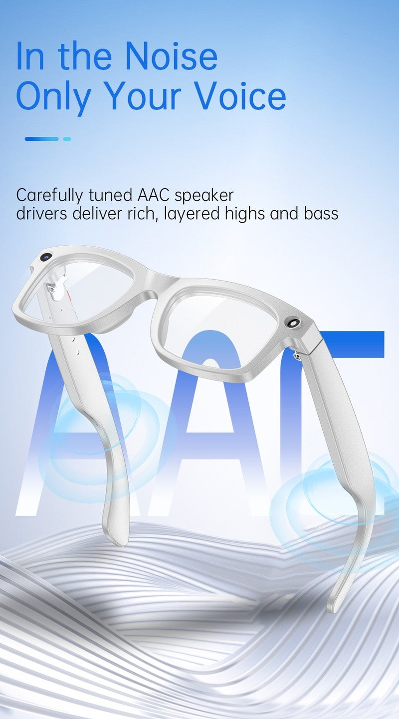 S2 Classic Square Smart Shooting Sunglasses, Hands-Free Video Record Bluetooth Audio AI Glasses