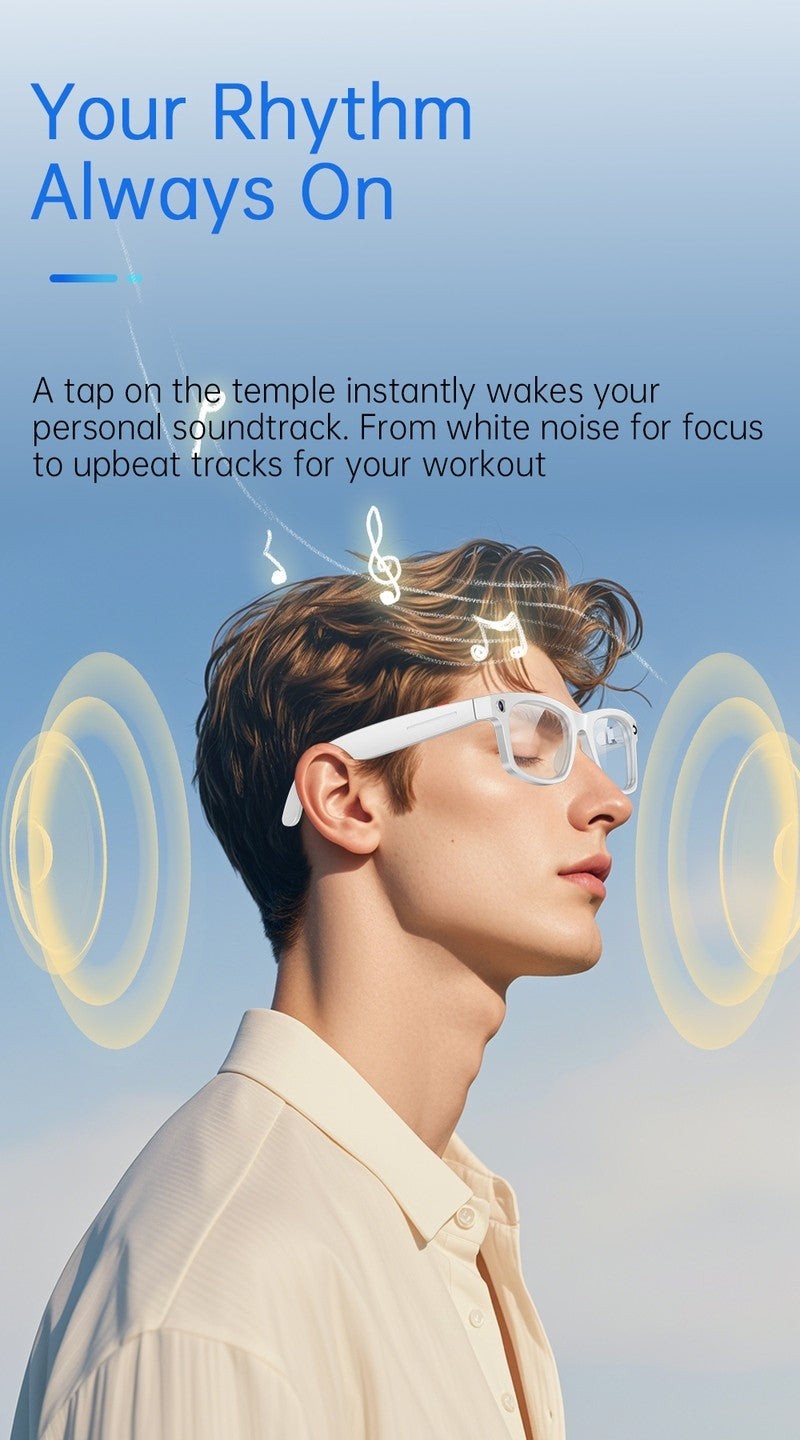 S2 Classic Square Smart Shooting Sunglasses, Hands-Free Video Record Bluetooth Audio AI Glasses
