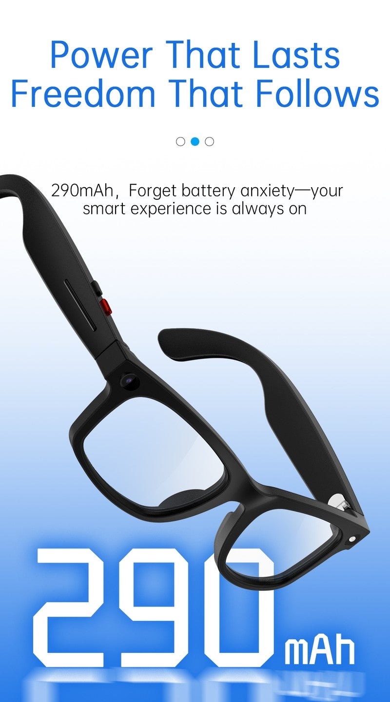 S2 Classic Square Smart Shooting Sunglasses, Hands-Free Video Record Bluetooth Audio AI Glasses