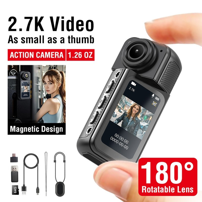 S70 Portable Mini Action Camera with Preview Screen, 2.7K Recording