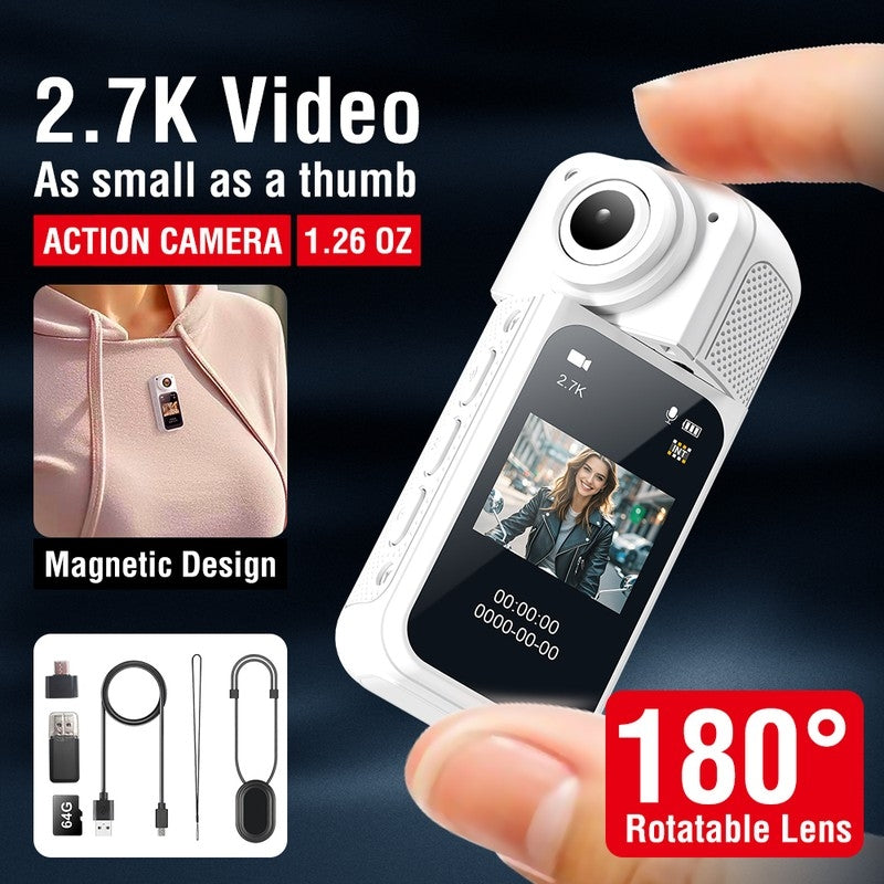 S70 Portable Mini Action Camera with Preview Screen, 2.7K Recording