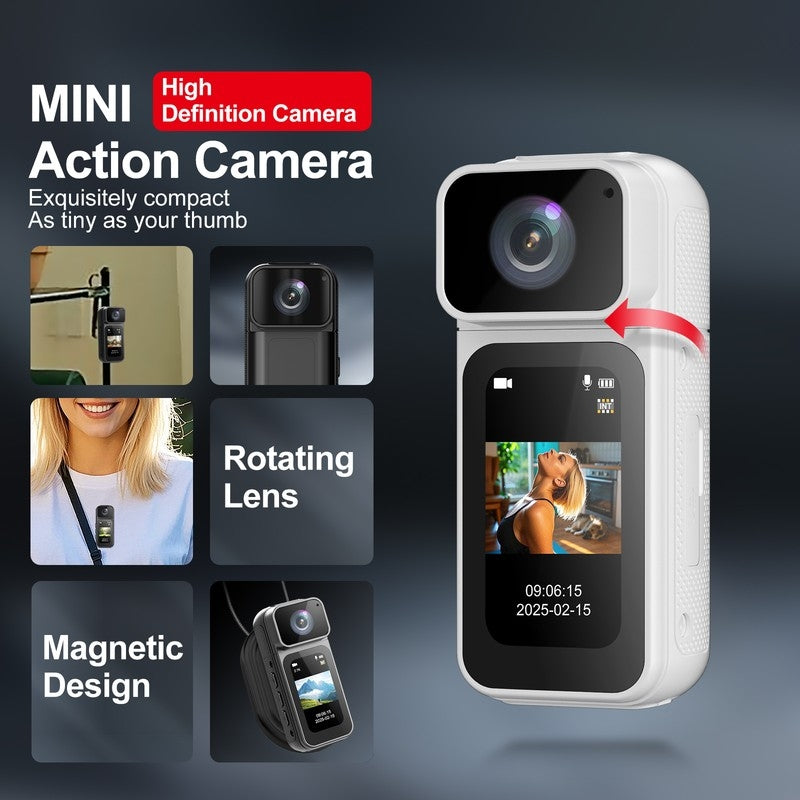 S80 Ultra-Slim Pocket Action Camera with Dual-Side Design