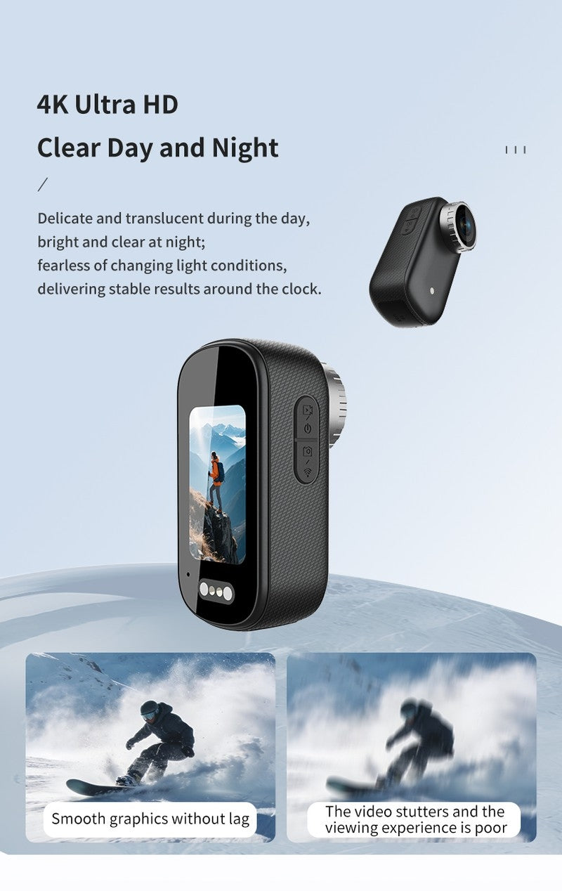 T8 4K HD Thumb-Sized Portable Action Camera, Wide Angle Lens, Built-in Preview Screen, Extra-Long Battery Life for Outdoor Hiking & Travel Vlogging