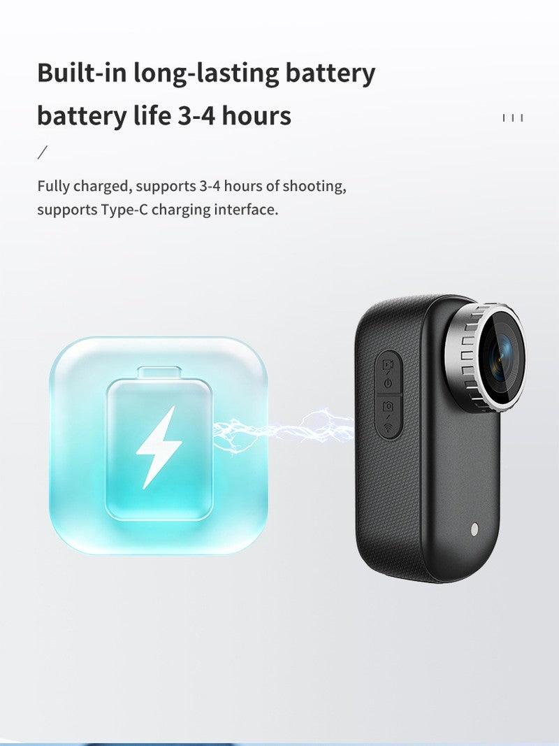 T8 4K HD Thumb-Sized Portable Action Camera, Wide Angle Lens, Built-in Preview Screen, Extra-Long Battery Life for Outdoor Hiking & Travel Vlogging