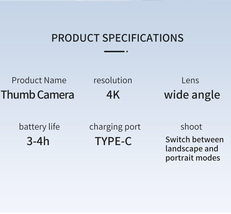 T8 4K HD Thumb-Sized Portable Action Camera, Wide Angle Lens, Built-in Preview Screen, Extra-Long Battery Life for Outdoor Hiking & Travel Vlogging