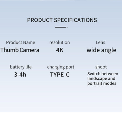 T8 4K HD Thumb-Sized Portable Action Camera Built-in Preview Screen