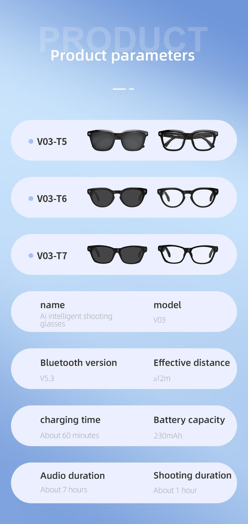 AI Smart Shooting Glasses | Multifunctional Audio Video Recording Sunglasses