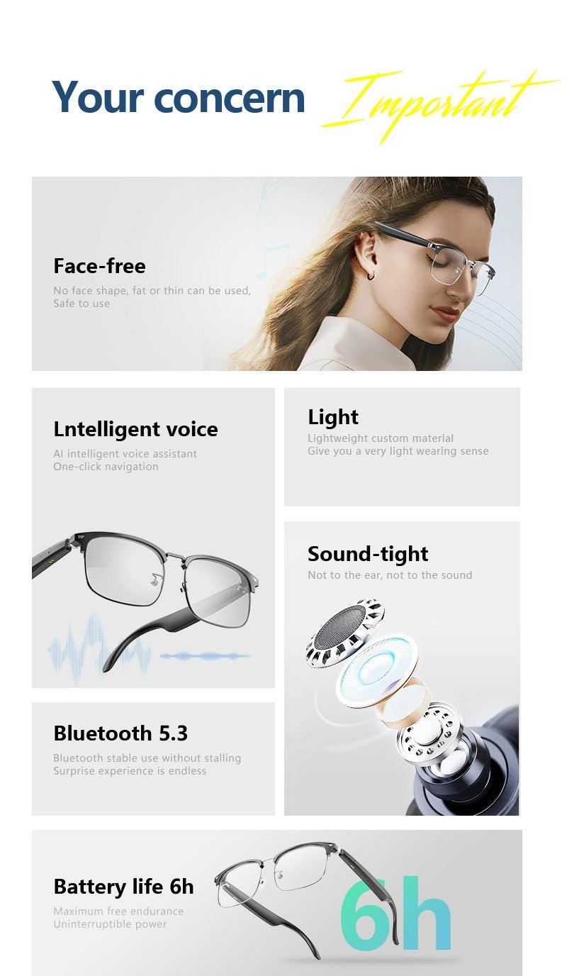 Touch Control Smart Bluetooth Glasses with Multi Functions