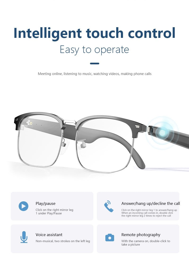 Touch Control Smart Bluetooth Glasses with Multi Functions