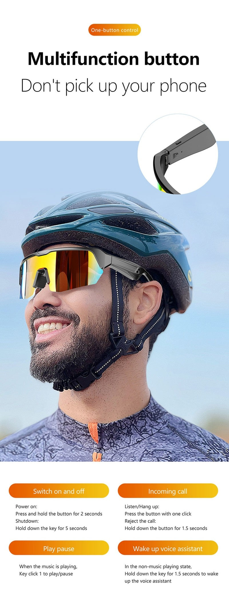 Ergonomic Sports Bluetooth Sunglasses for All Outdoor Activities